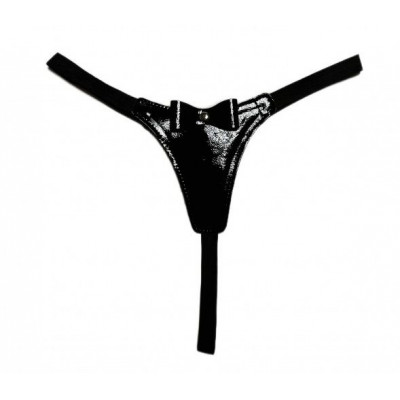 Черные лаковые трусики-стринги с бантиком Черные лаковые трусики-стринги с бантиком