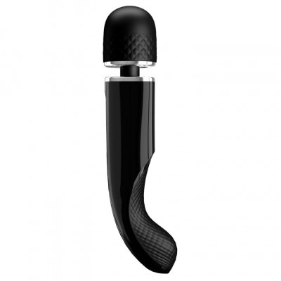 Черный мощный жезловый вибратор с изогнутой ручкой Charming Massager - 24 см. Черный мощный жезловый вибратор с изогнутой ручкой Charming Massager - 24 см.