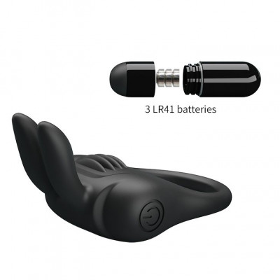 Черное эрекционное кольцо с вибрацией Davion Черное эрекционное кольцо с вибрацией Davion