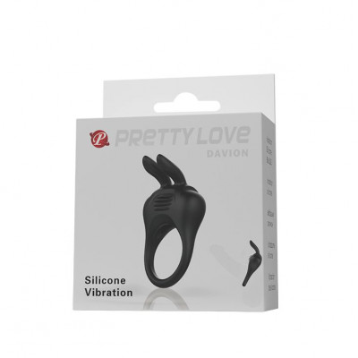 Черное эрекционное кольцо с вибрацией Davion Черное эрекционное кольцо с вибрацией Davion