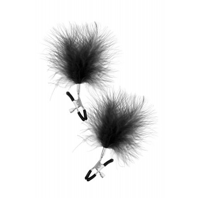 Зажимы на соски с черными пуховыми кисточками Sweet Caress Feather Nipple Clumps Зажимы на соски с черными пуховыми кисточками Sweet Caress Feather Nipple Clumps