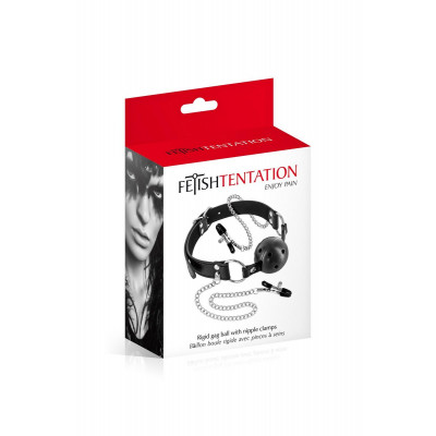 Жесткий шар-кляп с зажимами для сосков Жесткий шар-кляп с зажимами для сосков