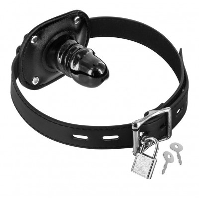 Черный кляп-фаллос с замком Черный кляп-фаллос с замком