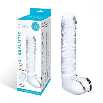 Прозрачный фаллоимитатор 8 Realistic Ribbed Glass Dildo - 20,3 см. Прозрачный фаллоимитатор 8 Realistic Ribbed Glass Dildo - 20,3 см.