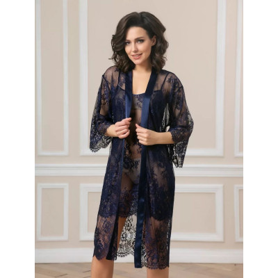 Соблазнительный кружевной пеньюар с поясом Соблазнительный кружевной пеньюар с поясом