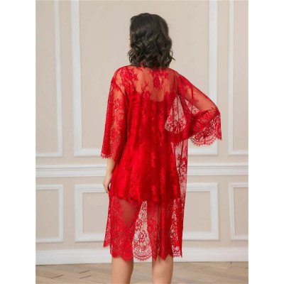 Соблазнительный кружевной пеньюар с поясом Соблазнительный кружевной пеньюар с поясом