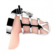 Серебристая металлическая клетка для члена с замком Enslave Cock Cage