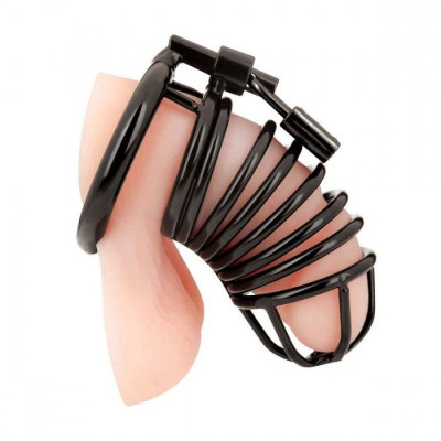 Черная металлическая клетка с замком Deluxe Chastity Cage Черная металлическая клетка с замком Deluxe Chastity Cage