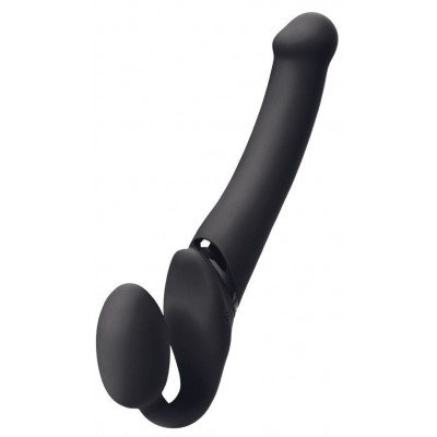 Черный безремневой вибрострапон Silicone Bendable Strap-On - size XL Черный безремневой вибрострапон Silicone Bendable Strap-On - size XL