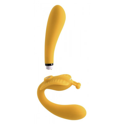 Желтый безремневой вибрострапон The Monarch - 23 см. Желтый безремневой вибрострапон The Monarch - 23 см.