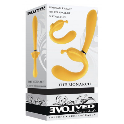 Желтый безремневой вибрострапон The Monarch - 23 см. Желтый безремневой вибрострапон The Monarch - 23 см.
