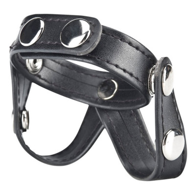 Кольцо на пенис с разделителем мошонки из искусственной кожи на клепках V-STYLE COCK RING Кольцо на пенис с разделителем мошонки из искусственной кожи на клепках V-STYLE COCK RING