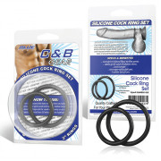 Набор из двух черных силиконовых колец разного диаметра SILICONE COCK RING SET