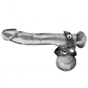 Кольцо на пенис с разделителем мошонки из искусственной кожи на клепках T-STYLE COCK RING