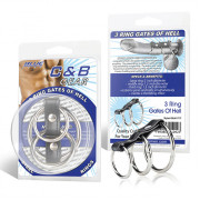 Хомут на пенис из трех металлических колец 3 RING GATES OF HELL