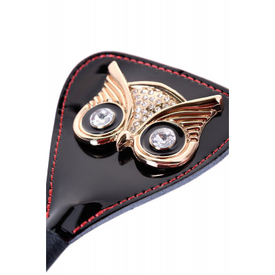 Чёрный стек с совой на кожаном наконечнике - 55 см. Чёрный стек с совой на кожаном наконечнике - 55 см.