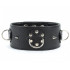 Чёрный кожаный ошейник с кольцами и клёпками Чёрный кожаный ошейник с кольцами и клёпками