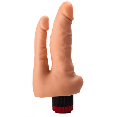 Двойной гелевый вибратор телесного цвета - 17 см. Двойной гелевый вибратор телесного цвета - 17 см.