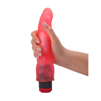 Розовый гелевый вибромассажёр - 19,3 см. Розовый гелевый вибромассажёр - 19,3 см.