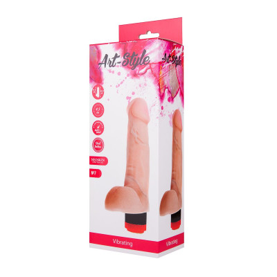 Реалистичный вибратор ART-Style №7 с мошонкой - 19,5 см. Реалистичный вибратор ART-Style №7 с мошонкой - 19,5 см.