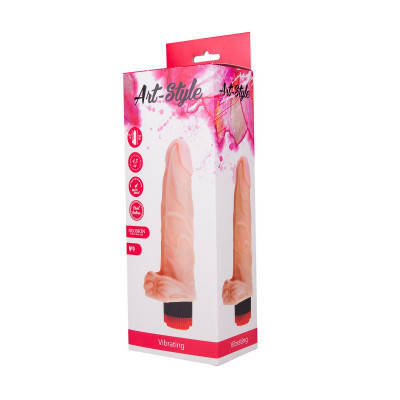 Телесный вибратор ART-Style №9 с поджатой мошонкой - 20 см. Телесный вибратор ART-Style №9 с поджатой мошонкой - 20 см.