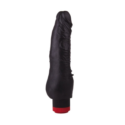 Чёрный виброфаллос с шипами у основания - 17,8 см. Чёрный виброфаллос с шипами у основания - 17,8 см.