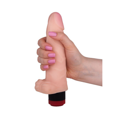 Реалистичный вибратор с небольшой мошонкой - 20,2 см. Реалистичный вибратор с небольшой мошонкой - 20,2 см.