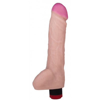 Реалистичный вибратор с мошонкой - 27,2 см. Реалистичный вибратор с мошонкой - 27,2 см.