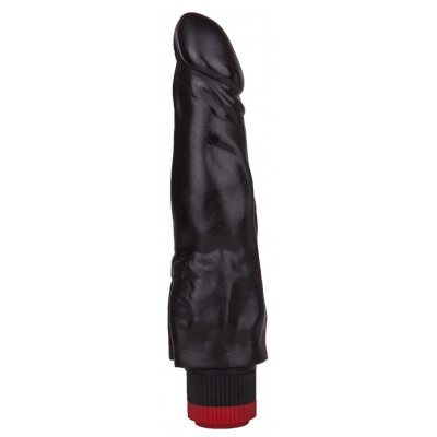 Чёрный вибромассажер с широким основанием - 18,8 см. Чёрный вибромассажер с широким основанием - 18,8 см.