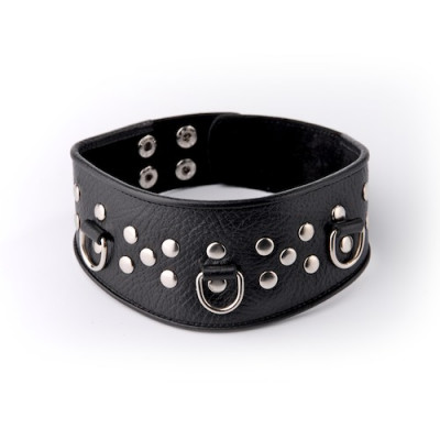 Кожаный черный ошейник с велюровой подкладкой Кожаный черный ошейник с велюровой подкладкой