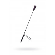 Чёрный стек с кожаной ручкой - 58 см.