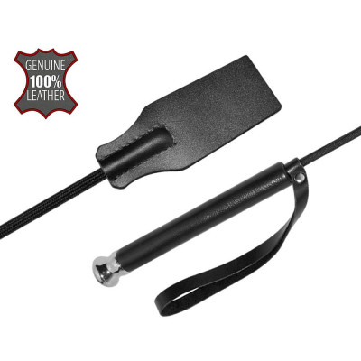 Чёрный стек с кожаной ручкой - 58 см. Чёрный стек с кожаной ручкой - 58 см.