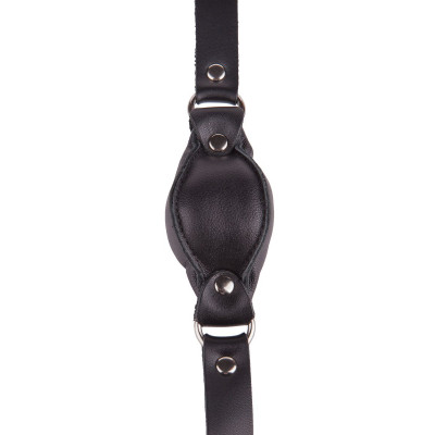 Чёрный кожаный кляп на регулируемых ремешках Чёрный кожаный кляп на регулируемых ремешках