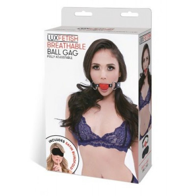 Красный кляп-шарик с отверстиями для дыхания и регулируемым ремешком Красный кляп-шарик с отверстиями для дыхания и регулируемым ремешком