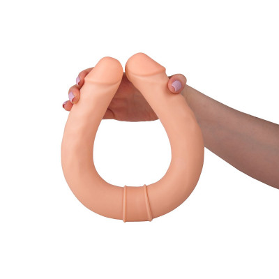 Двусторонний телесный фаллоимитатор с венками - 44 см. Двусторонний телесный фаллоимитатор с венками - 44 см.