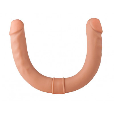 Двусторонний телесный фаллоимитатор с венками - 44 см. Двусторонний телесный фаллоимитатор с венками - 44 см.