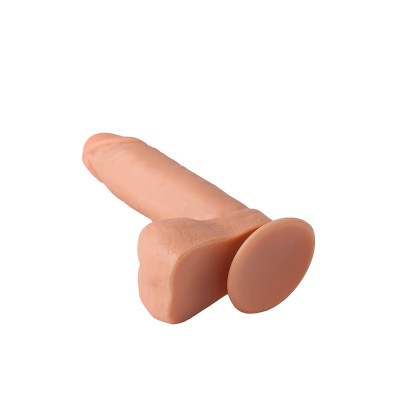 Гелевый фаллоимитатор с мошонкой на присоске - 19 см. Гелевый фаллоимитатор с мошонкой на присоске - 19 см.