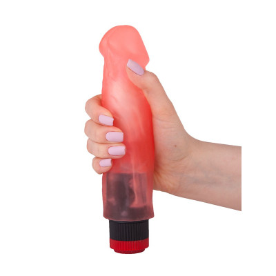 Розовый вибромассажер в виде фаллоса с венками - 18,5 см. Розовый вибромассажер в виде фаллоса с венками - 18,5 см.