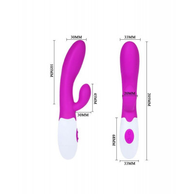 Лиловый вибратор со стимулятором клитора Alvis - 20,5 см. Лиловый вибратор со стимулятором клитора Alvis - 20,5 см.