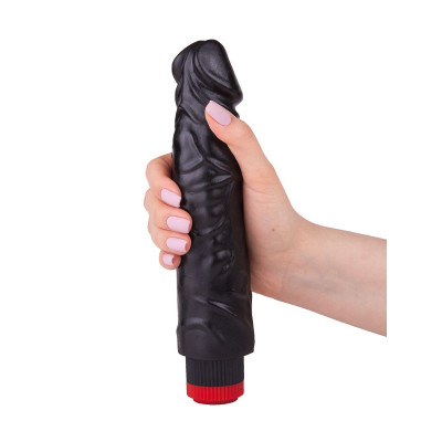 Реалистичный чёрный вибромассажер - 19,5 см. Реалистичный чёрный вибромассажер - 19,5 см.
