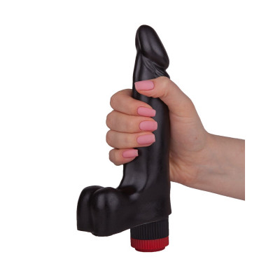 Чёрный вибромассажер-реалистик - 17,8 см. Чёрный вибромассажер-реалистик - 17,8 см.