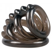 Дымчатая стимулирующая насадка на пенис из 4 колец - 6,5 см.