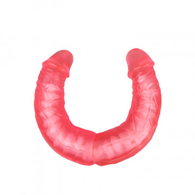Розовый двусторонний гнущийся фаллоимитатор - 36 см. Розовый двусторонний гнущийся фаллоимитатор - 36 см.