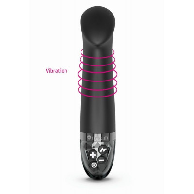 Черный вибратор с функцией электростимуляции Right on Ron - 17 см. Черный вибратор с функцией электростимуляции Right on Ron - 17 см.