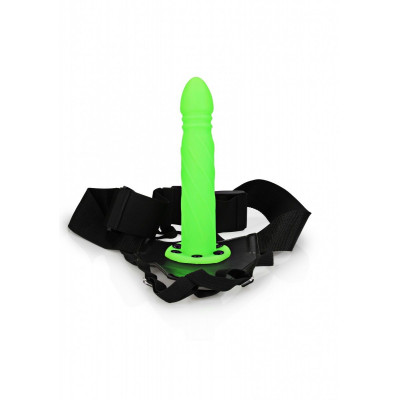 Зеленый страпон-фаллопротез со спиралевидной фактурой - 20,6 см. Зеленый страпон-фаллопротез со спиралевидной фактурой - 20,6 см.