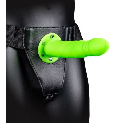 Зеленый страпон-фаллопротез со спиралевидной фактурой - 20,6 см. Зеленый страпон-фаллопротез со спиралевидной фактурой - 20,6 см.