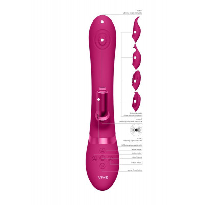 Розовый вибромассажер Etsu со сменными клиторальными насадками - 22,3 см. Розовый вибромассажер Etsu со сменными клиторальными насадками - 22,3 см.