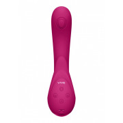 Розовый вибромассажер Miki со стимулятором клитора - 17 см.