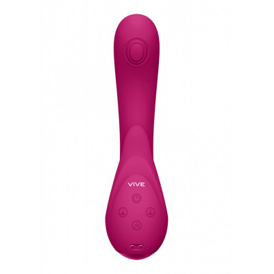 Розовый вибромассажер Miki со стимулятором клитора - 17 см. Розовый вибромассажер Miki со стимулятором клитора - 17 см.