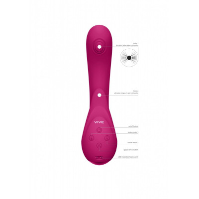 Розовый вибромассажер Miki со стимулятором клитора - 17 см. Розовый вибромассажер Miki со стимулятором клитора - 17 см.